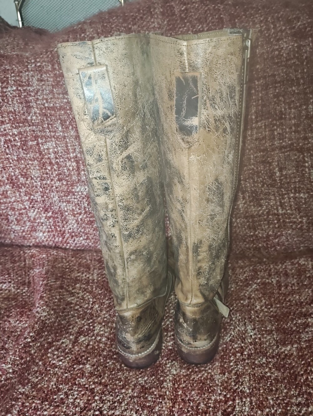 Bedstu Tango Double Zipper Leather Riding Boots - Brown And Black Distressed - Picture 5 of 9